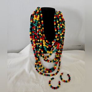 Rasta Make.ba beaded  necklace & earring set
